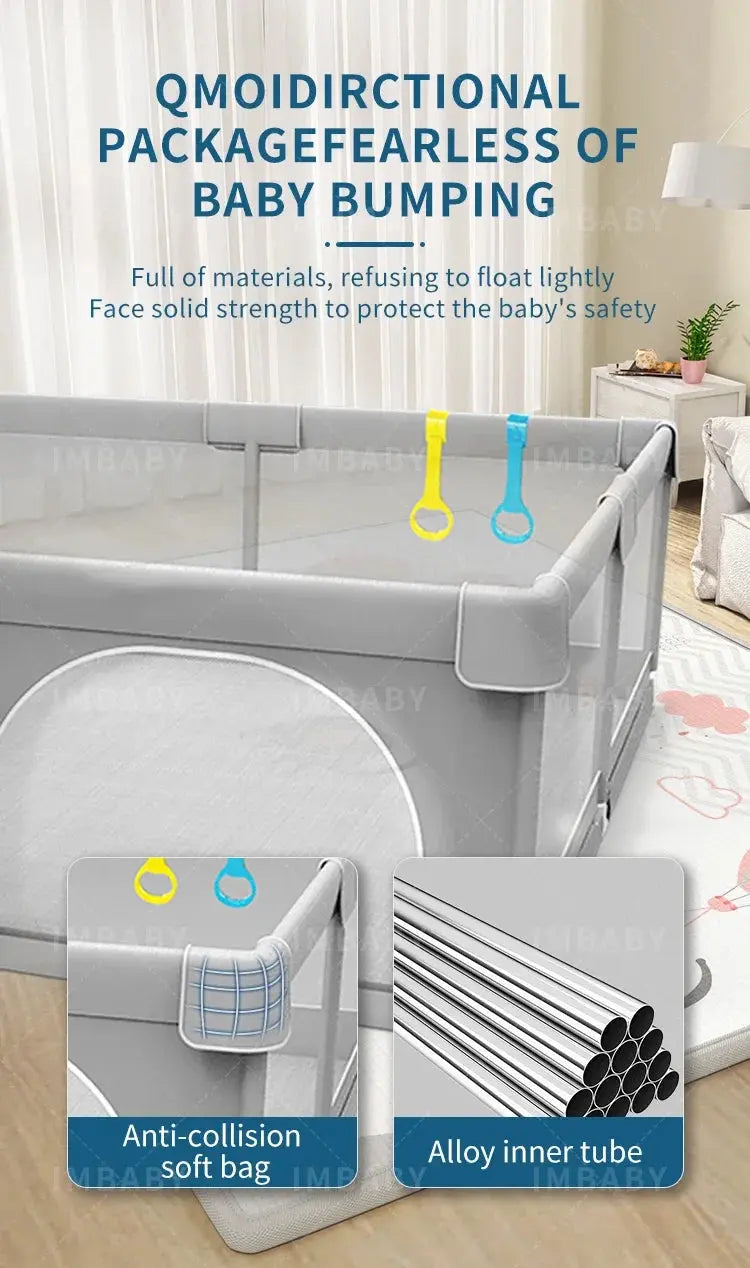 Baby Playpens Indoor Baby Corralitos for Baby Playground with Pull Rings Kids Safety Barrier Fence Dry Balls Pits Large Parks