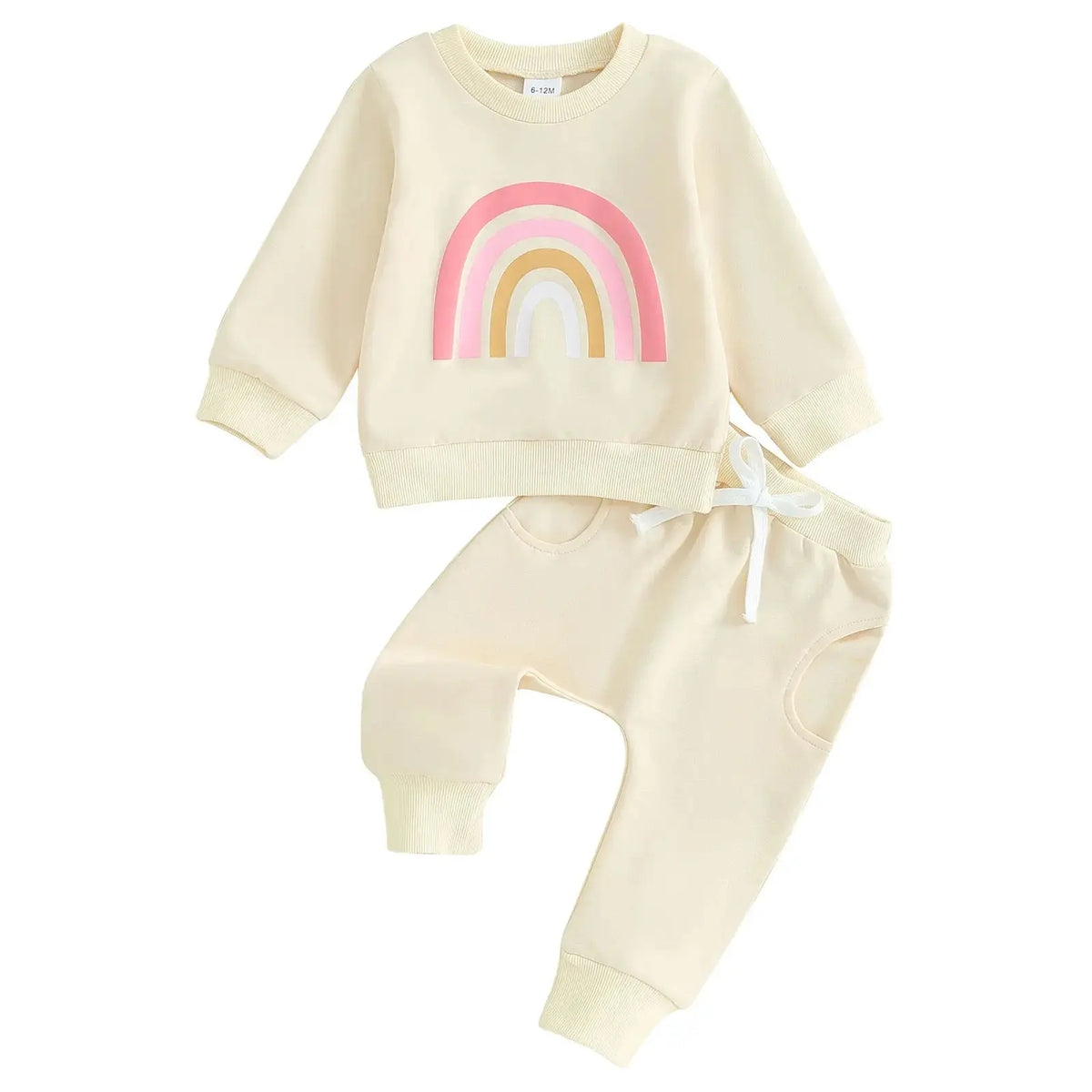 Citgeett Fall Outfits Long Sleeve Rainbow Print Sweatshirt + Pants Clothes Set