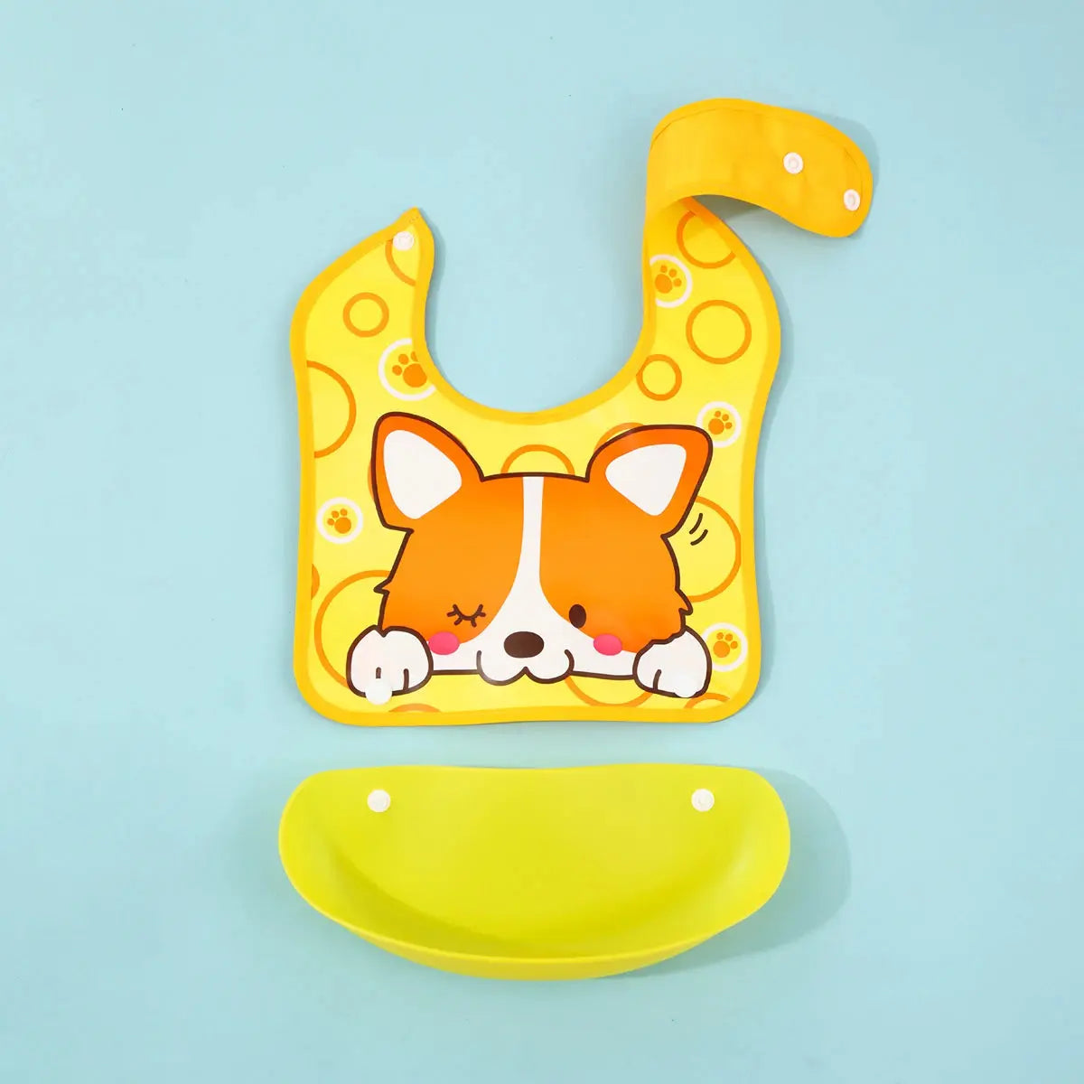 Cartoon EVA bib Infant meal detachable pocket Children's no-wash waterproof imitation silicone bib saliva pocket