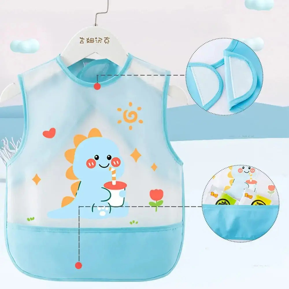 Waterproof Baby Eating Infant Toddler Baby Cartoon Sleeveless Art Apron Feeding Bib for Boys Girls Soft Baby Bibs Burp Clothes