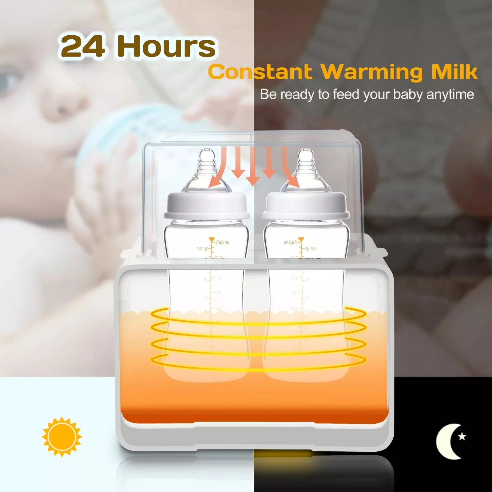 Sejoy 6‑in‑1 baby bottle warmer with LCD display – warms breastmilk, formula, food, and water safely