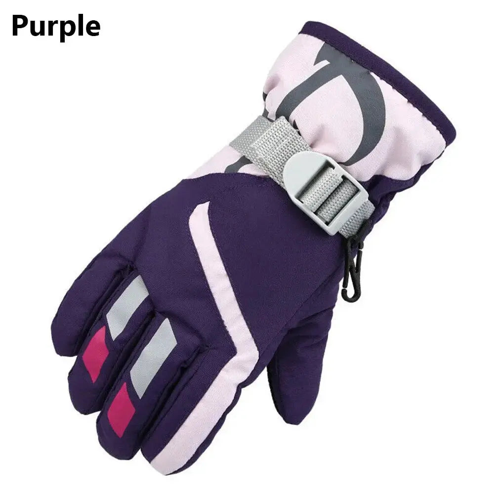 Thermal Ski Gloves Children Kids Winter Fleece Waterproof Warm Child Snowboard Snow Gloves 3 Fingers for Skiing Riding перч