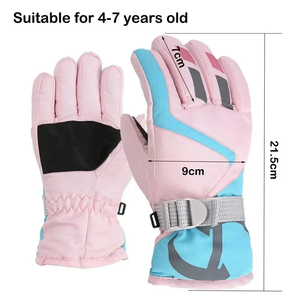 Thermal Ski Gloves Children Kids Winter Fleece Waterproof Warm Child Snowboard Snow Gloves 3 Fingers for Skiing Riding перч