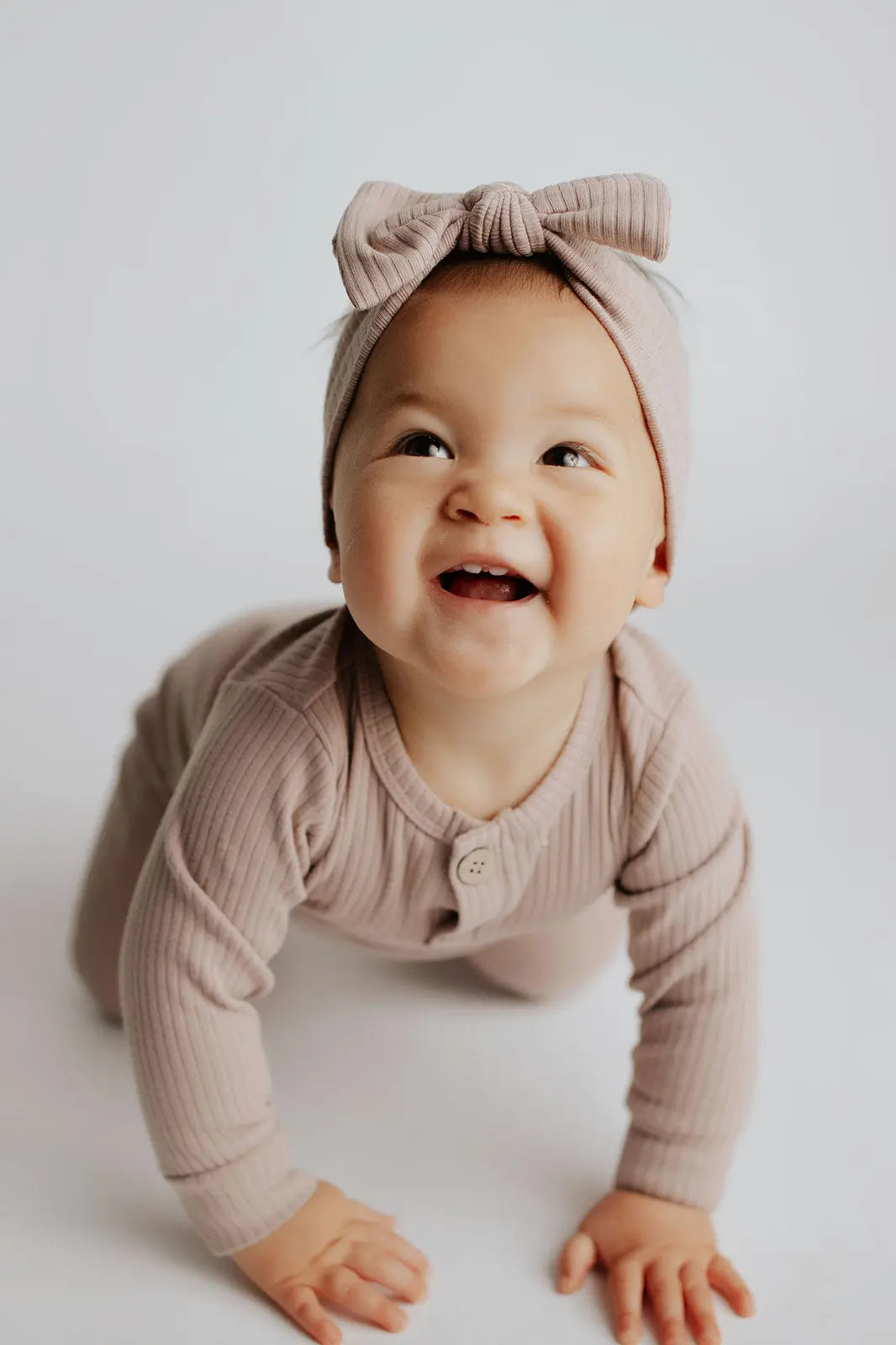 Mauve Baby Ribbed Playsuit with pockets Three Little Tots