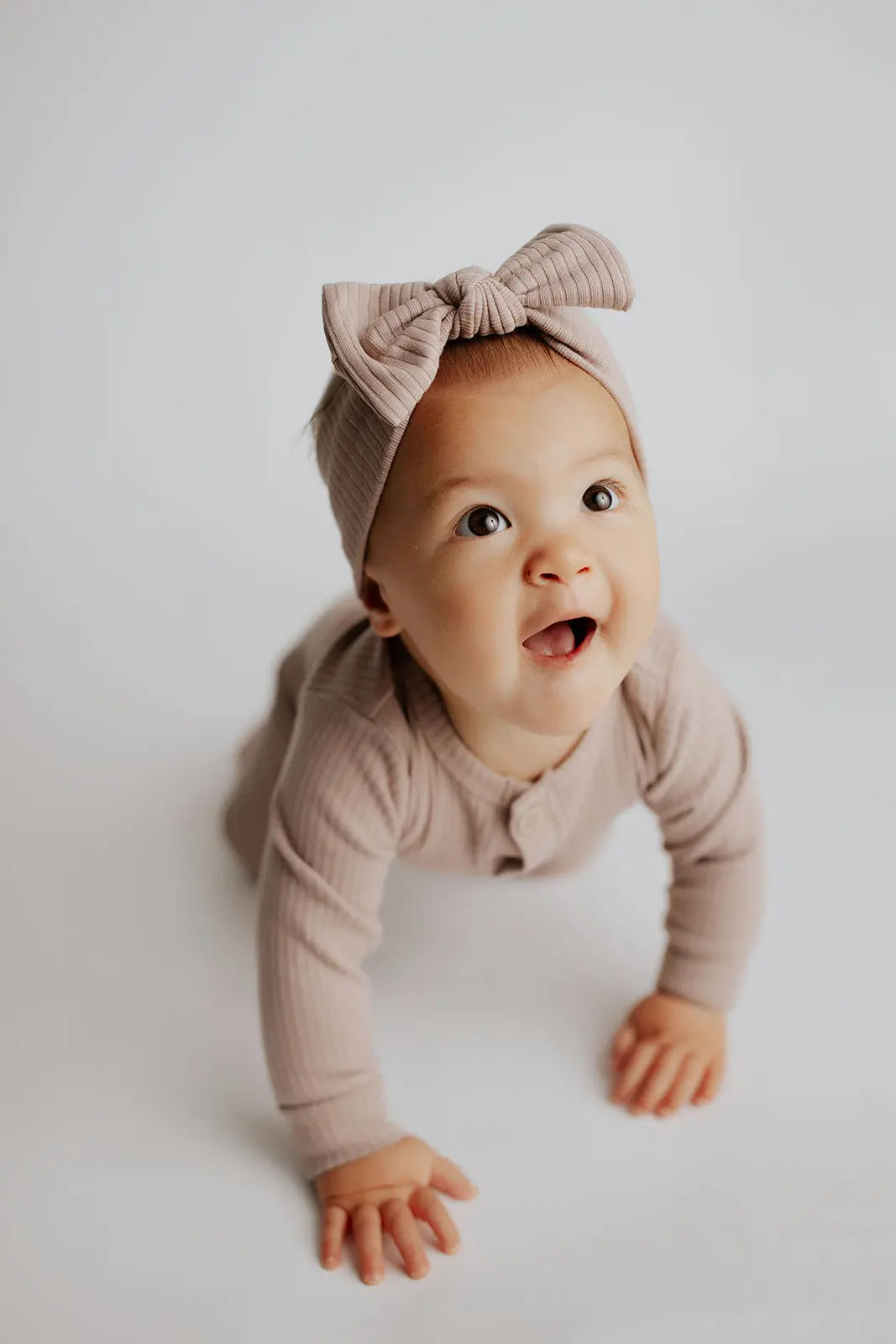 Mauve Baby Ribbed Playsuit with pockets Three Little Tots