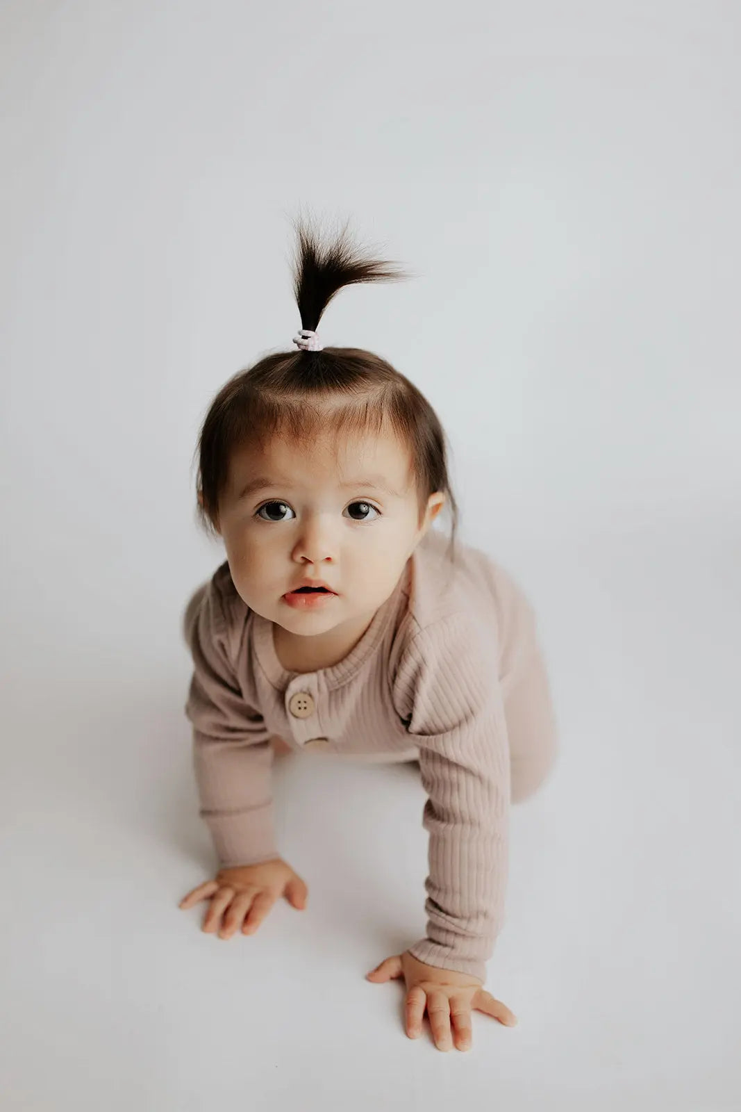 Mauve Baby Ribbed Playsuit with pockets Three Little Tots