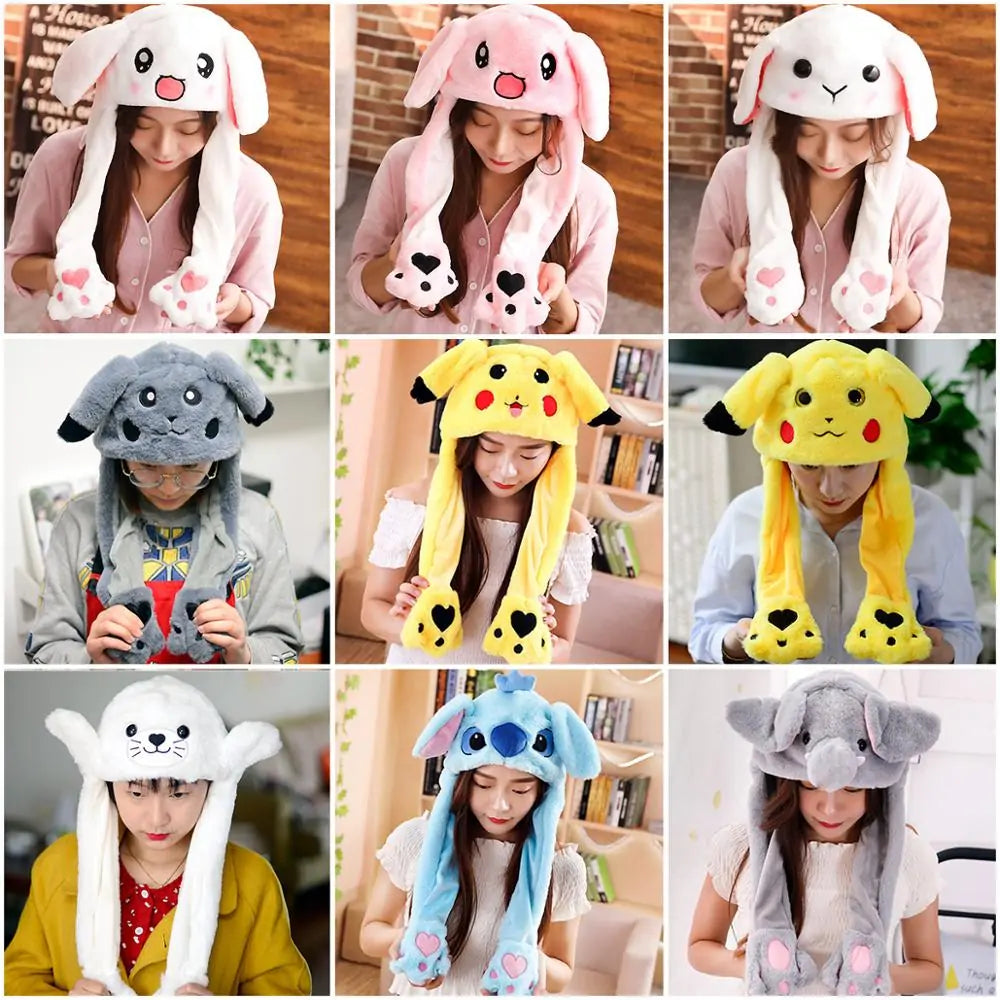 Rabbit Ear Airbag Hat: Fun Plush Toy Cap for Kids and Adults