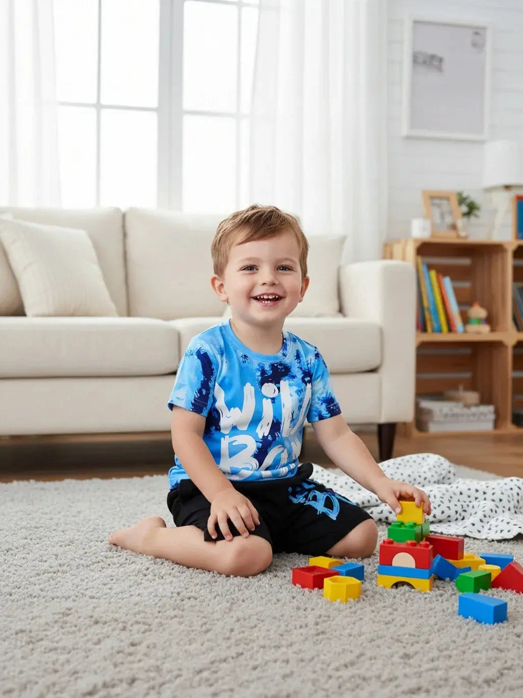 Summer Toddler Baby Boy Clothes Short Sleeve Tie-dye Letter Print T-Shirt and Shorts Outfit Set