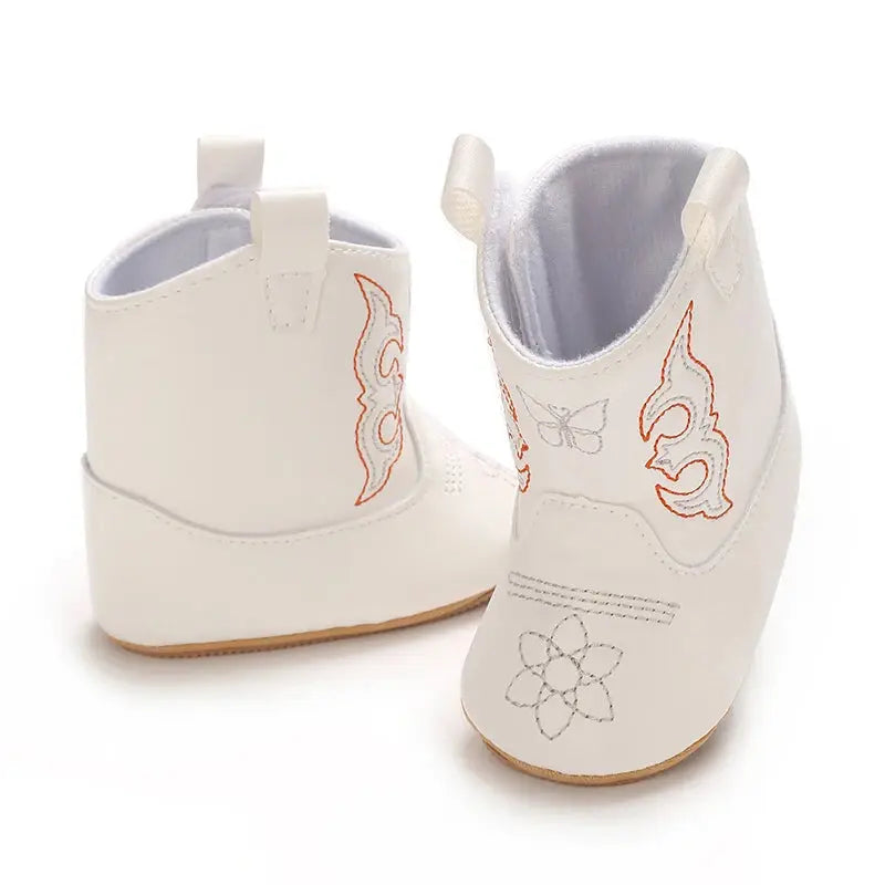 2025 New 0-12 Months Baby Boots Cowboy Boots High Top PU Leather Boots Embroidered Baby Boots