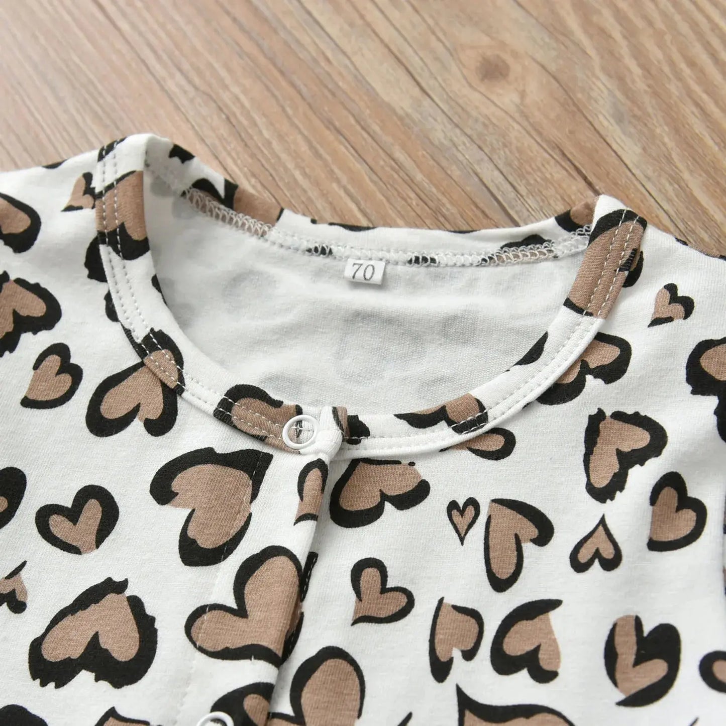 Infant Baby Girls Romper Hearts Print Long Sleeve Jumpsuit with Headband