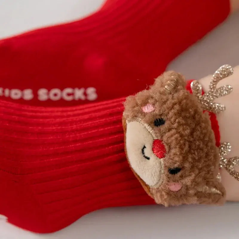 Christmas Baby Socks For Boys Girls Autumn Winter Toddler Anti-slip Floor Socks Red Festive New Year Sock 0-3 Years
