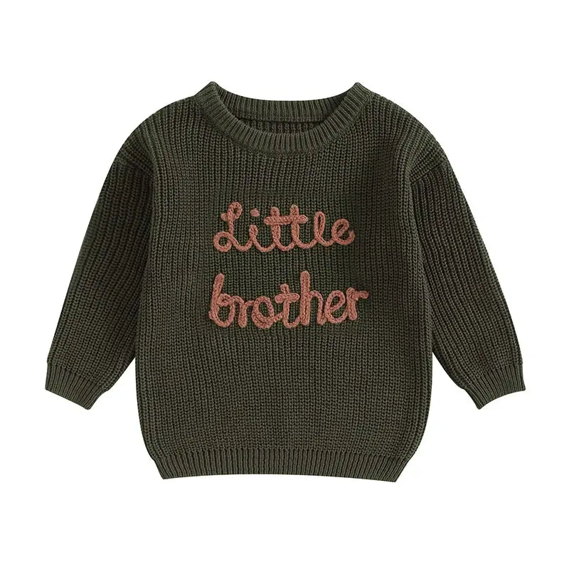 Lioraitiin 0-18M Baby Boys Sweater Letter Embroidery Crew Neck Long Sleeve Pullovers Fall Toddler Clothes Tops