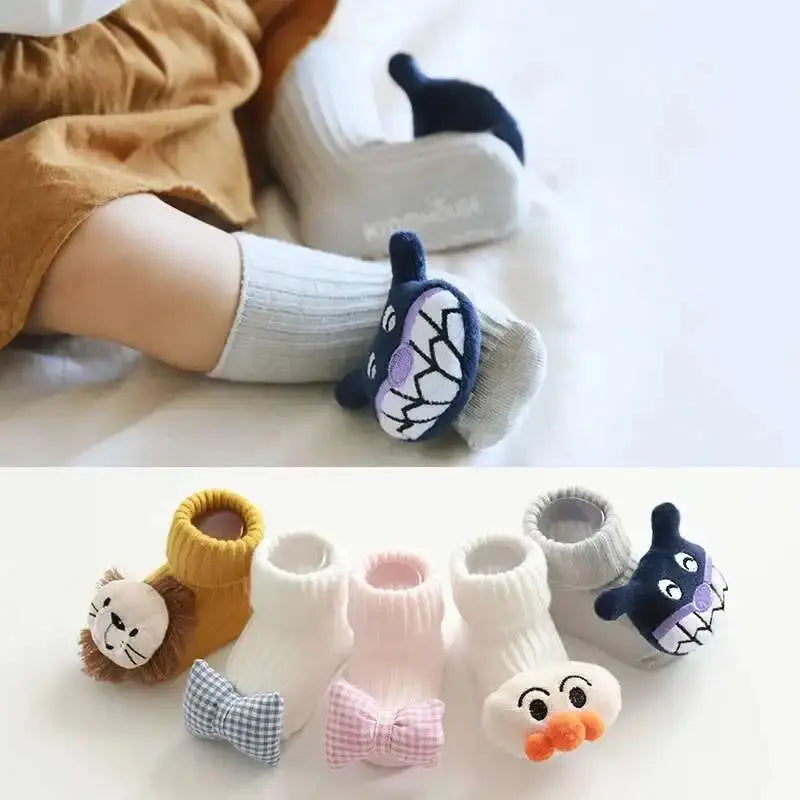 1 Pair Cotton Baby Socks Girls Boys Rubber Anti Slip Floor Cartoon Kids Toddlers Autumn Spring Newborn Infant Gift