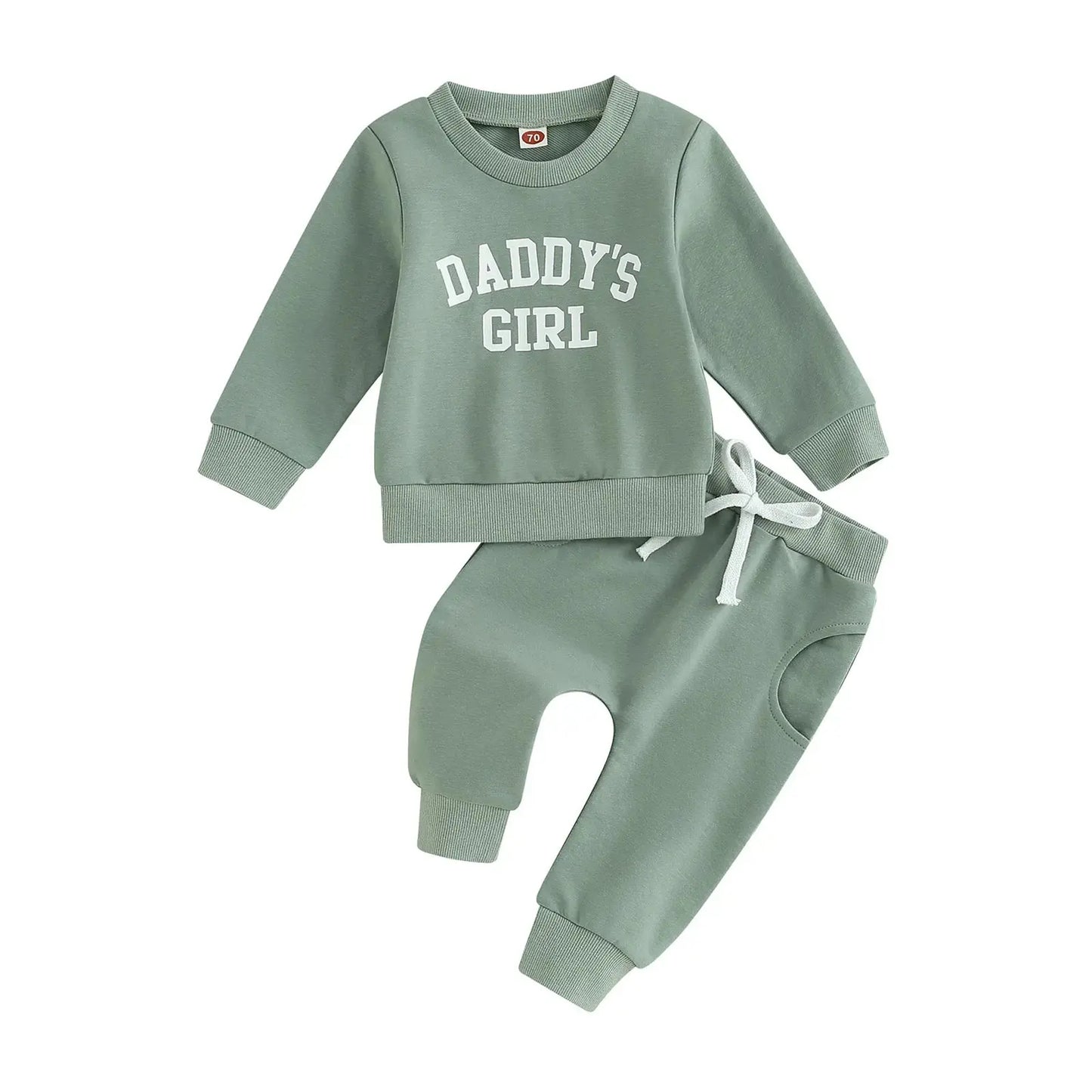 Citgeett Autumn Toddler Baby Girls Outfit Letters Print Long Sleeve Crew Neck Sweatshirt Elastic Waist Pants Fall Clothes