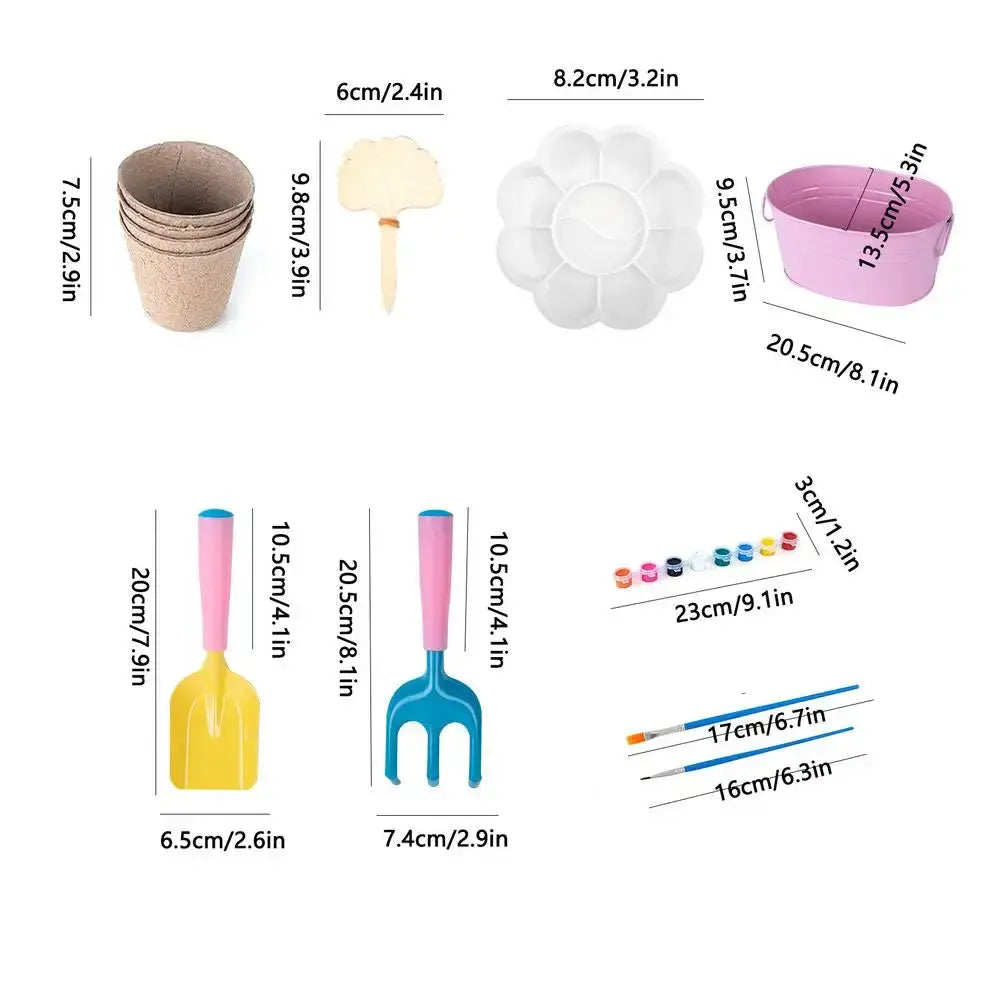 Kids Gardening Tools 20X Garden Tools Set Fun Gardening Play Kit Child Outdoor Toy With Watering Can Shovel Rake Gloves And