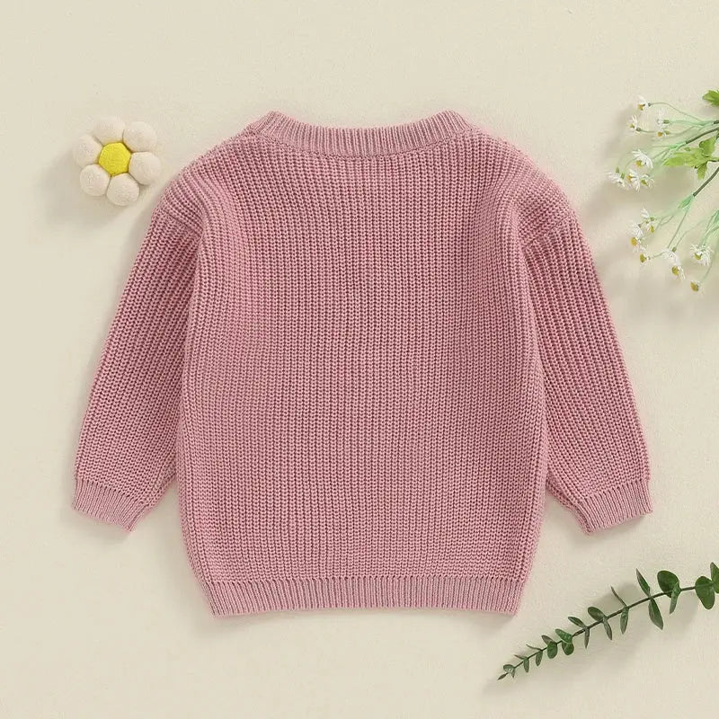 Big Sister Sweaters Cute Long Sleeve Letter Embroidery Knit Pullover Toddler Loose Tops
