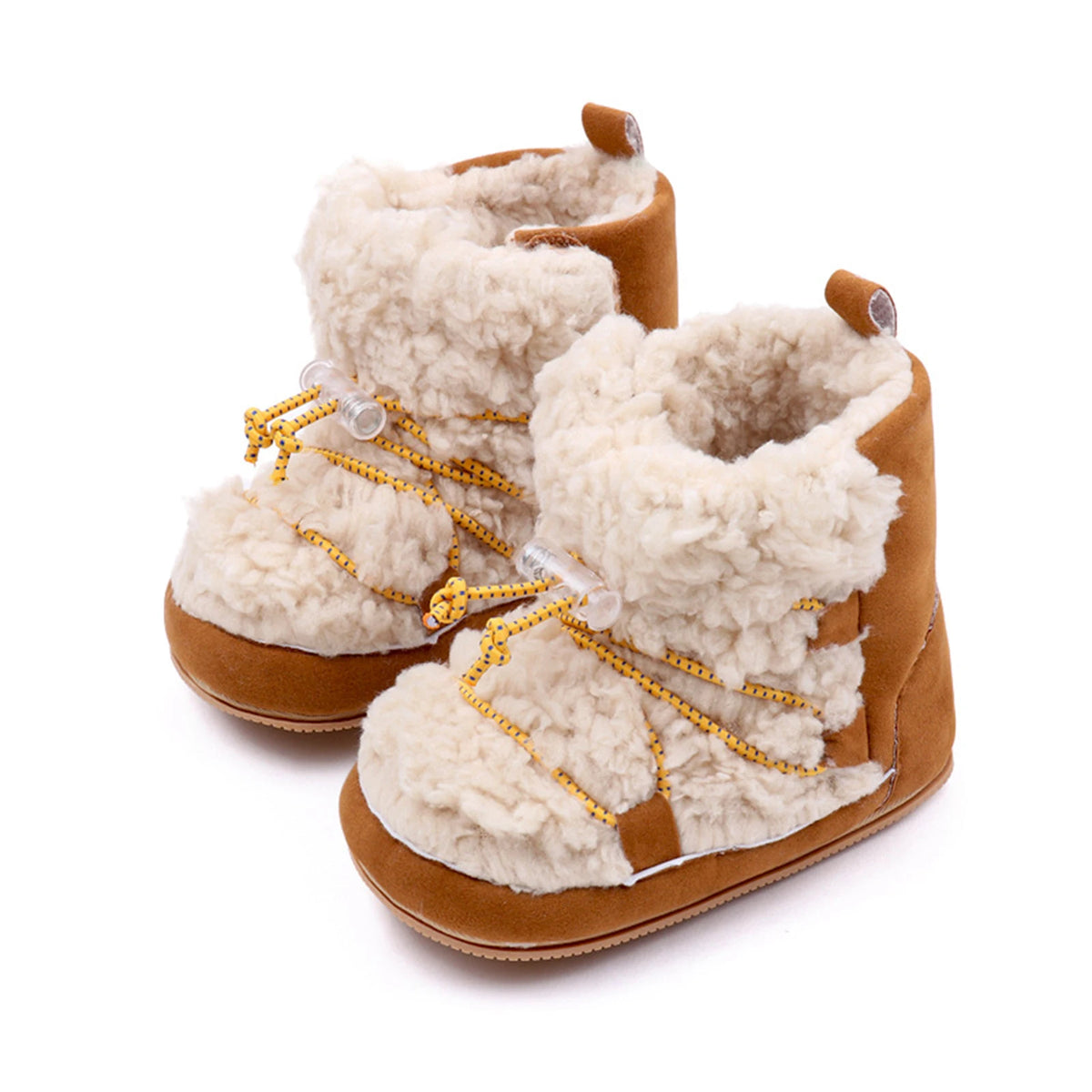 Pudcoco Newborn Girls Snow Boots Coral Fleece Winter Cute Ankle Boots Warm Baby Walking Shoes for Toddler Infant