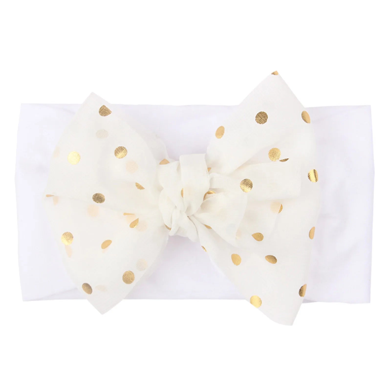 Polka-dot large bow baby headband – soft stretch turban hair accessory for infant girls