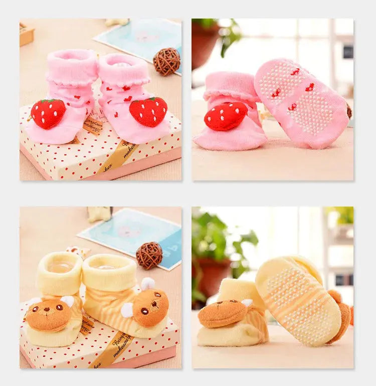 1 Pair Cotton Baby Socks Rubber Anti Slip Boy Girl Floor Kids Toddlers Autumn Spring Animal Infant Newborn Cute Gift