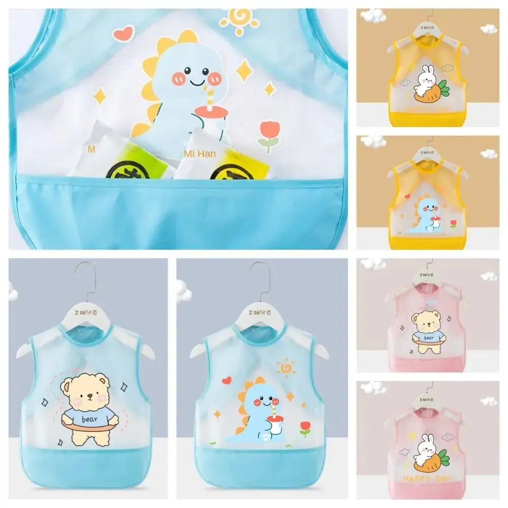 Waterproof Baby Eating Infant Toddler Baby Cartoon Sleeveless Art Apron Feeding Bib for Boys Girls Soft Baby Bibs Burp Clothes