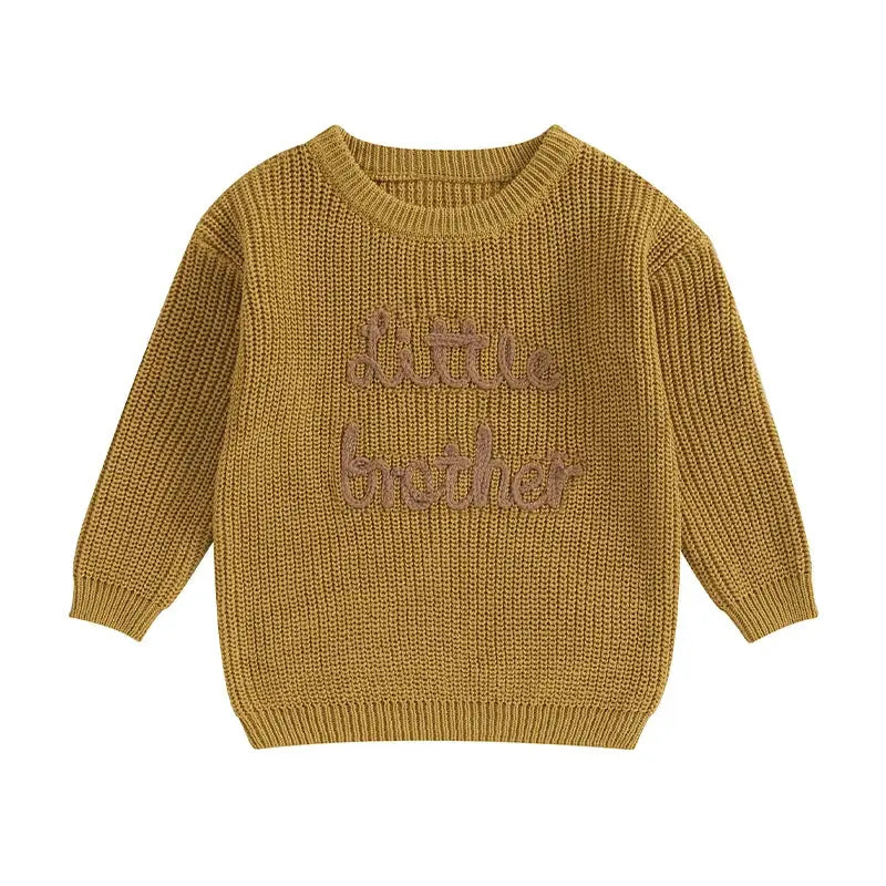 Lioraitiin 0-18M Baby Boys Sweater Letter Embroidery Crew Neck Long Sleeve Pullovers Fall Toddler Clothes Tops