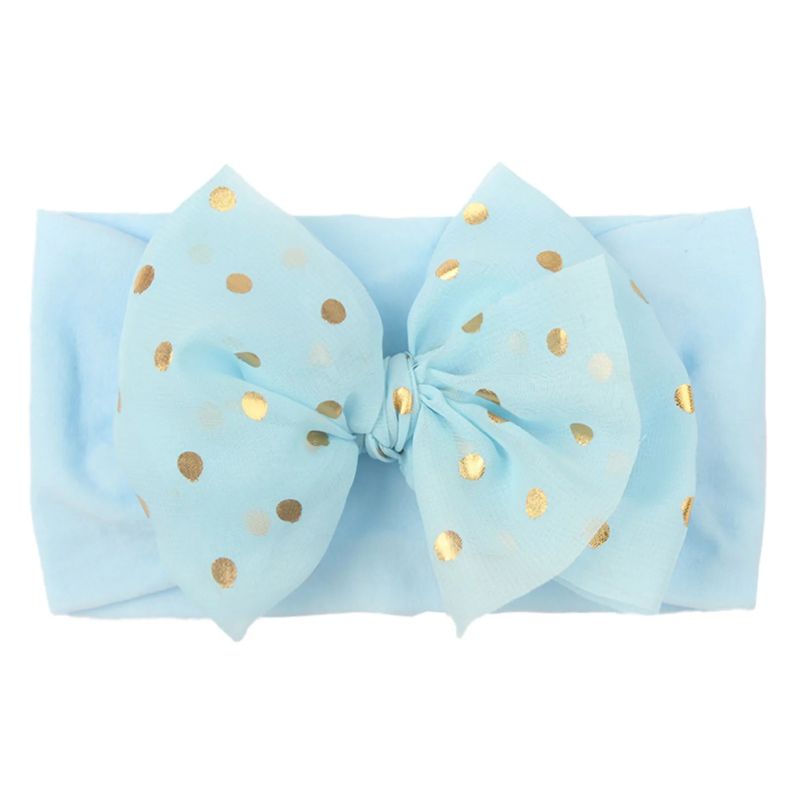 Polka-dot large bow baby headband – soft stretch turban hair accessory for infant girls