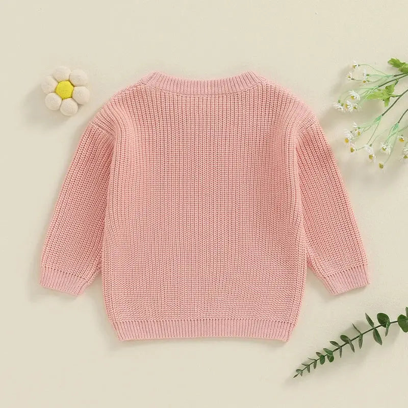 Big Sister Sweaters Cute Long Sleeve Letter Embroidery Knit Pullover Toddler Loose Tops