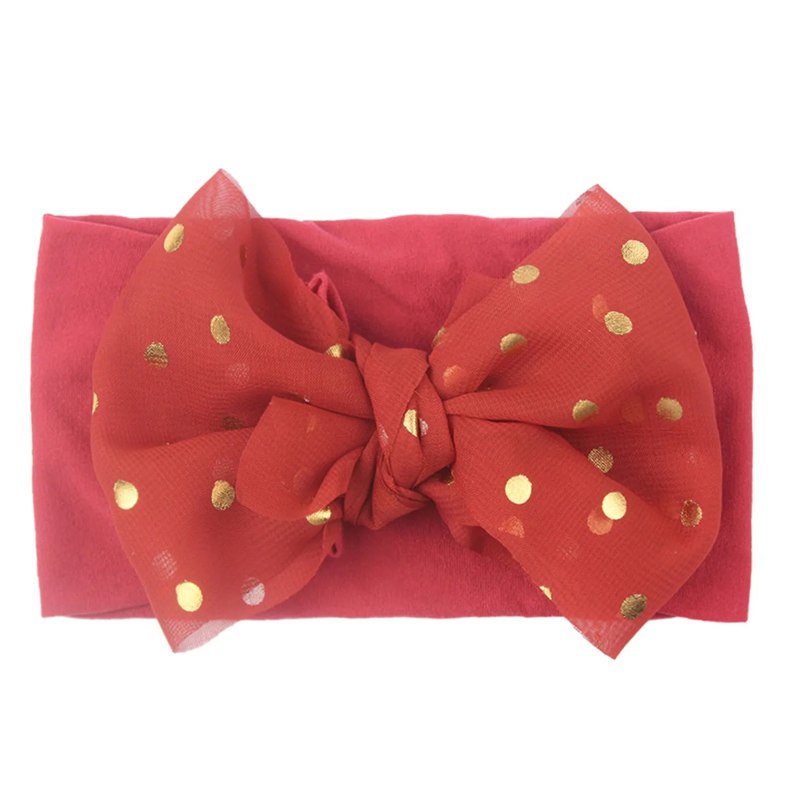 Polka-dot large bow baby headband – soft stretch turban hair accessory for infant girls