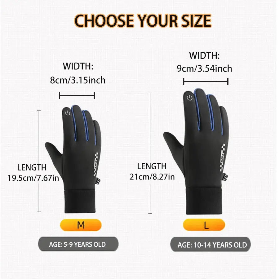 Winter Children's Gloves Padded Warm Wind Cold Riding Gloves Touch Screen Non-slip Ski Gloves Outdoor Sports Gloves