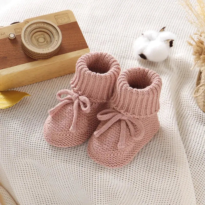 Baby Shoes Solid Color Knitted Newborn Boys and Girls Boots First Walkers Soft Bottom Infant Unisex Footwear 0-18m Child Booties
