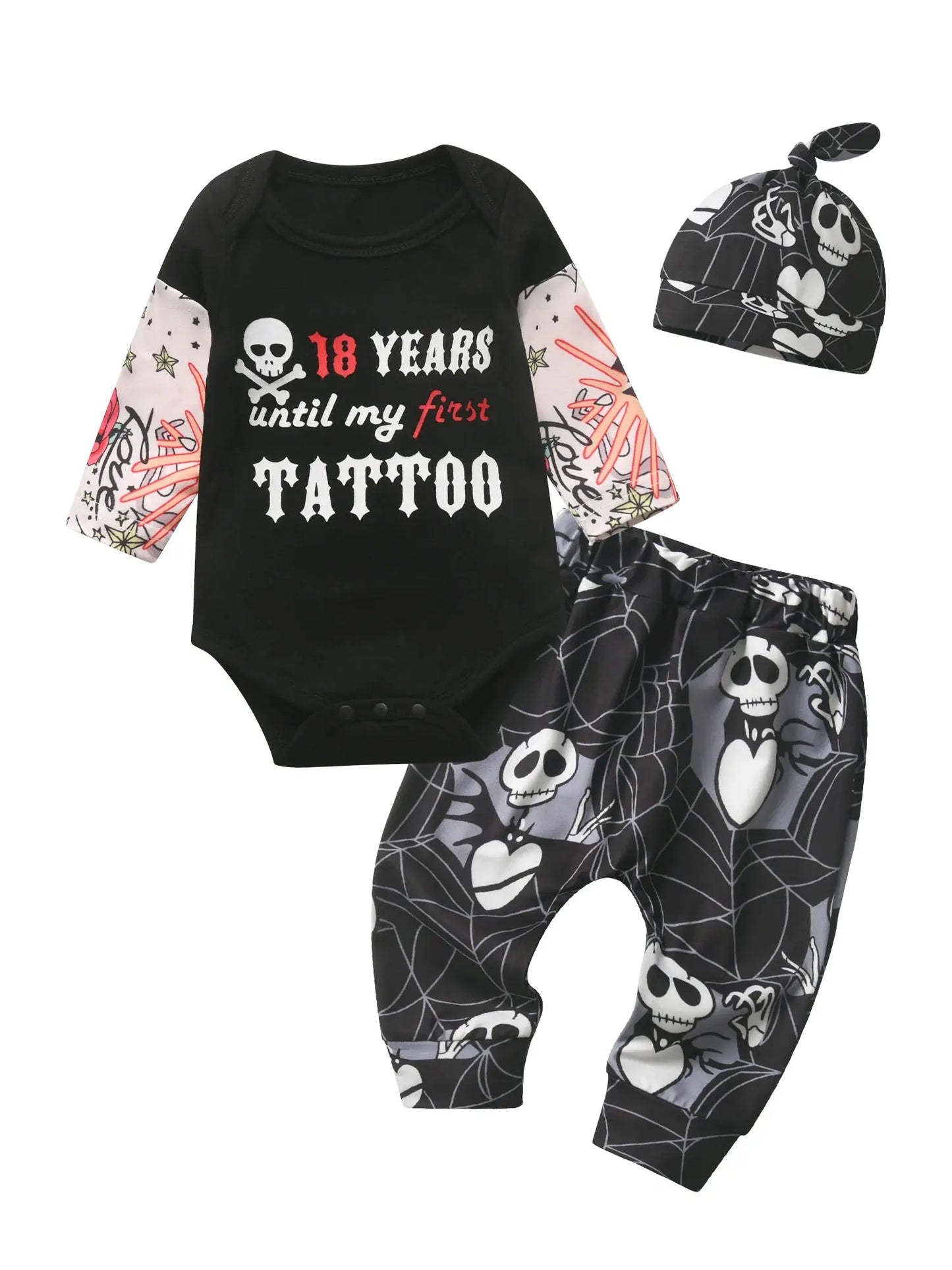 Newborn Infant Baby Boy Clothes Set Letter Printed Long Sleeve Romper and Pant Hat Cute Outfit Suit