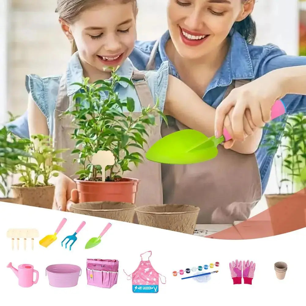 Kids Gardening Tools 20X Garden Tools Set Fun Gardening Play Kit Child Outdoor Toy With Watering Can Shovel Rake Gloves And
