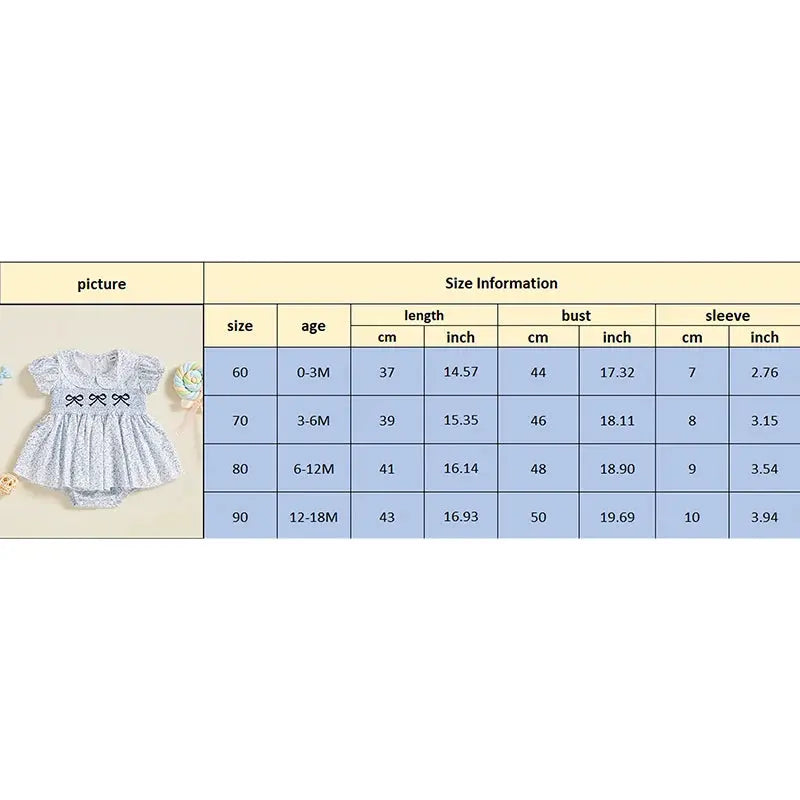 Lioraitiin Summer Baby Girls Romper Dress Short Sleeve Bow Embroidery Floral Print Sweet Romper