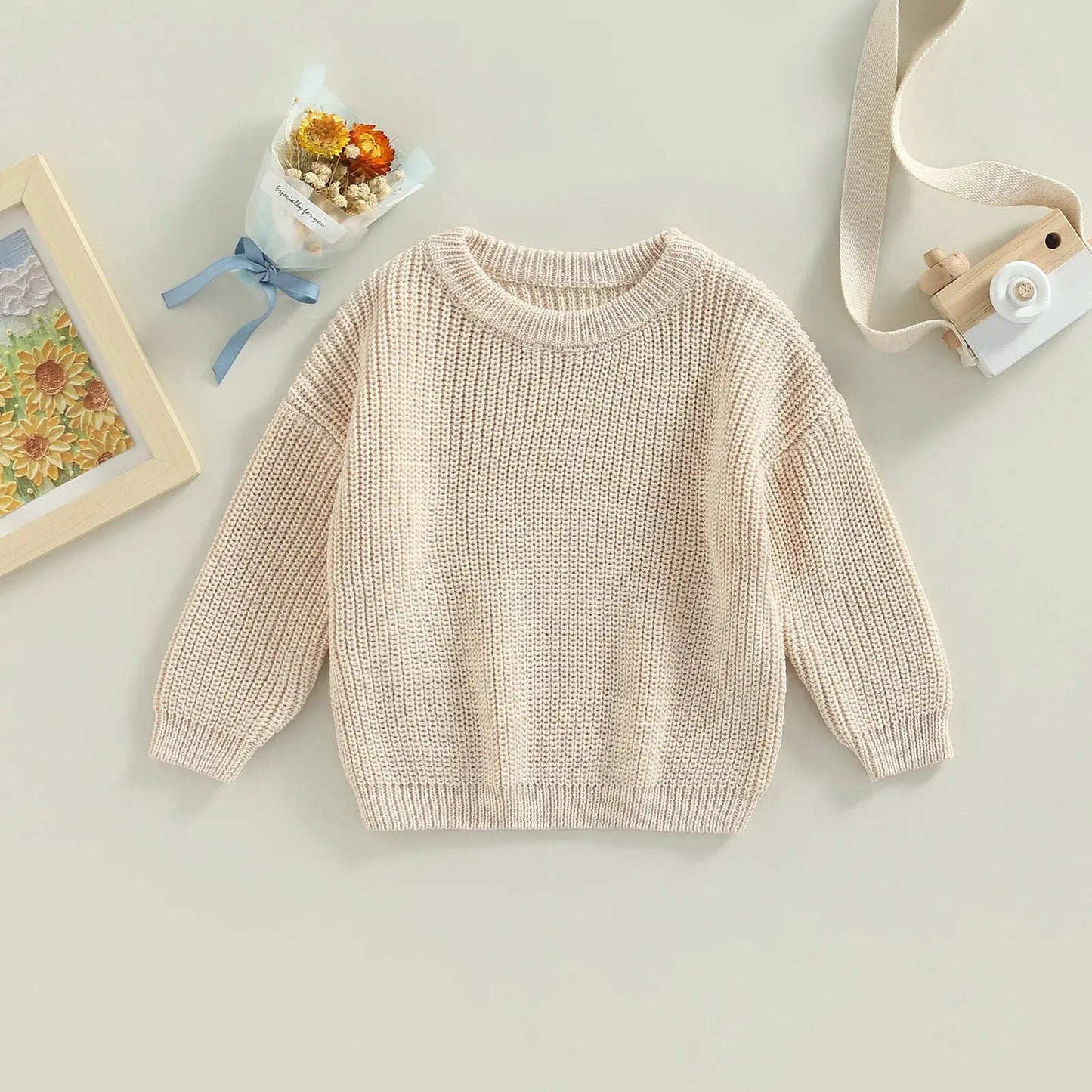 Citgeett Autumn Kids Toddler Baby Girls Boys Sweaters Long Sleeve Solid Color Loose Knitted Pullovers Spring Clothes