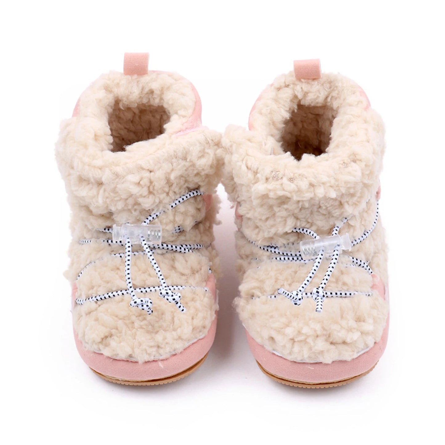 Pudcoco Newborn Girls Snow Boots Coral Fleece Winter Cute Ankle Boots Warm Baby Walking Shoes for Toddler Infant