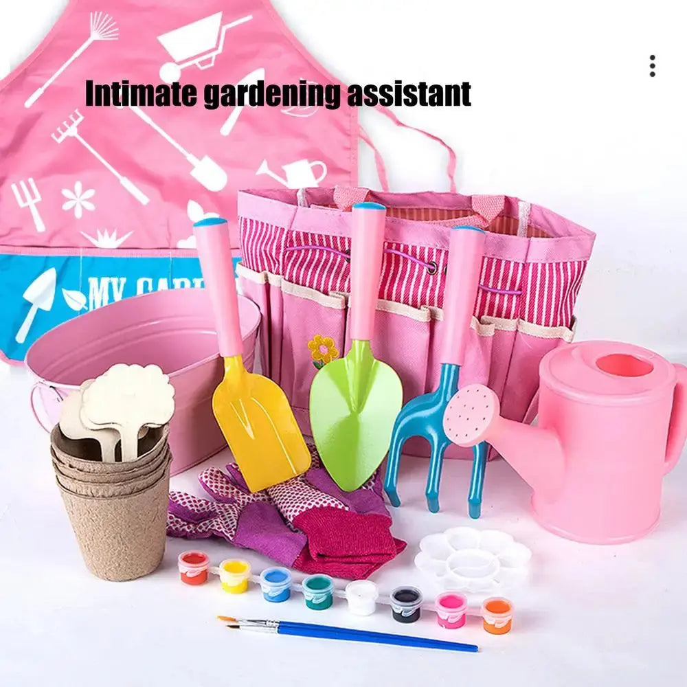 Kids Gardening Tools 20X Garden Tools Set Fun Gardening Play Kit Child Outdoor Toy With Watering Can Shovel Rake Gloves And