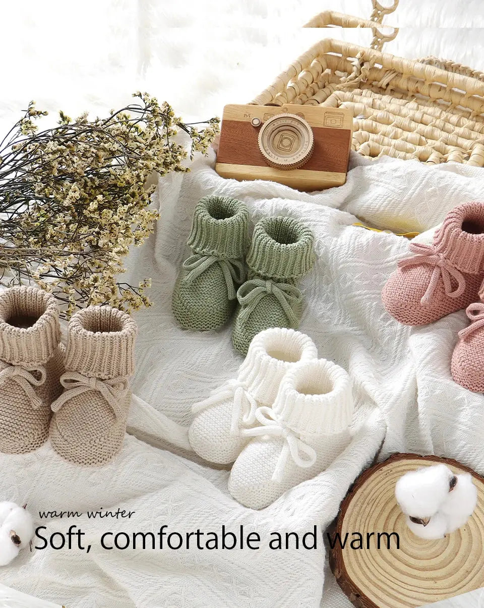 Baby Shoes Solid Color Knitted Newborn Boys and Girls Boots First Walkers Soft Bottom Infant Unisex Footwear 0-18m Child Booties