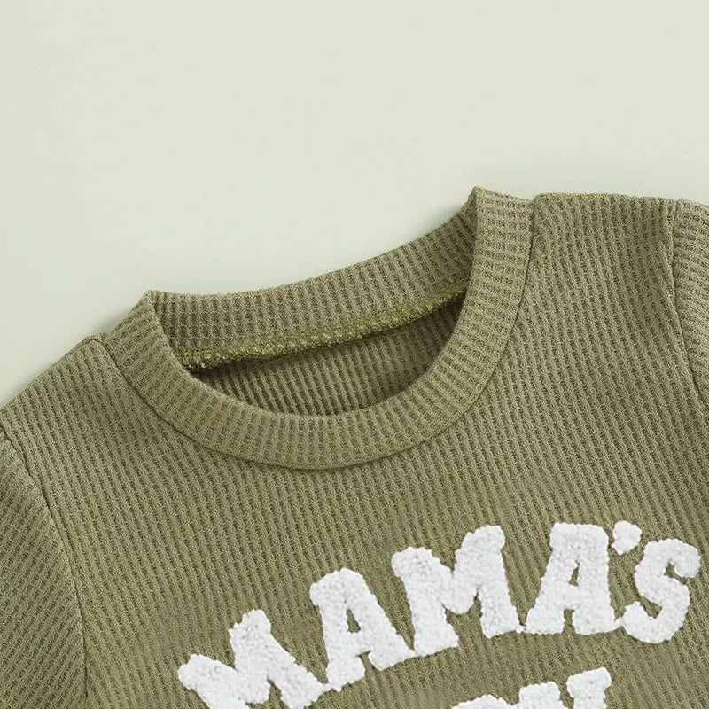 Lioraitiin Summer Baby Boy Clothes Letter Embroidery Short Sleeve T-Shirt Shorts Set 2Pcs Waffle Knit Outfit