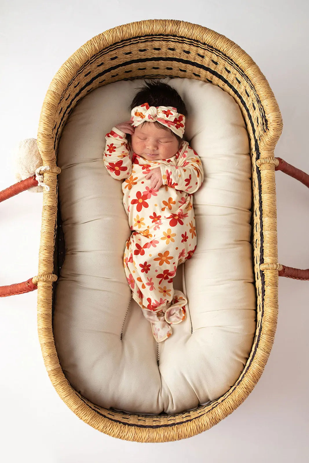 70s Groovy Flower Knotted Newborn Gown Three Little Tots