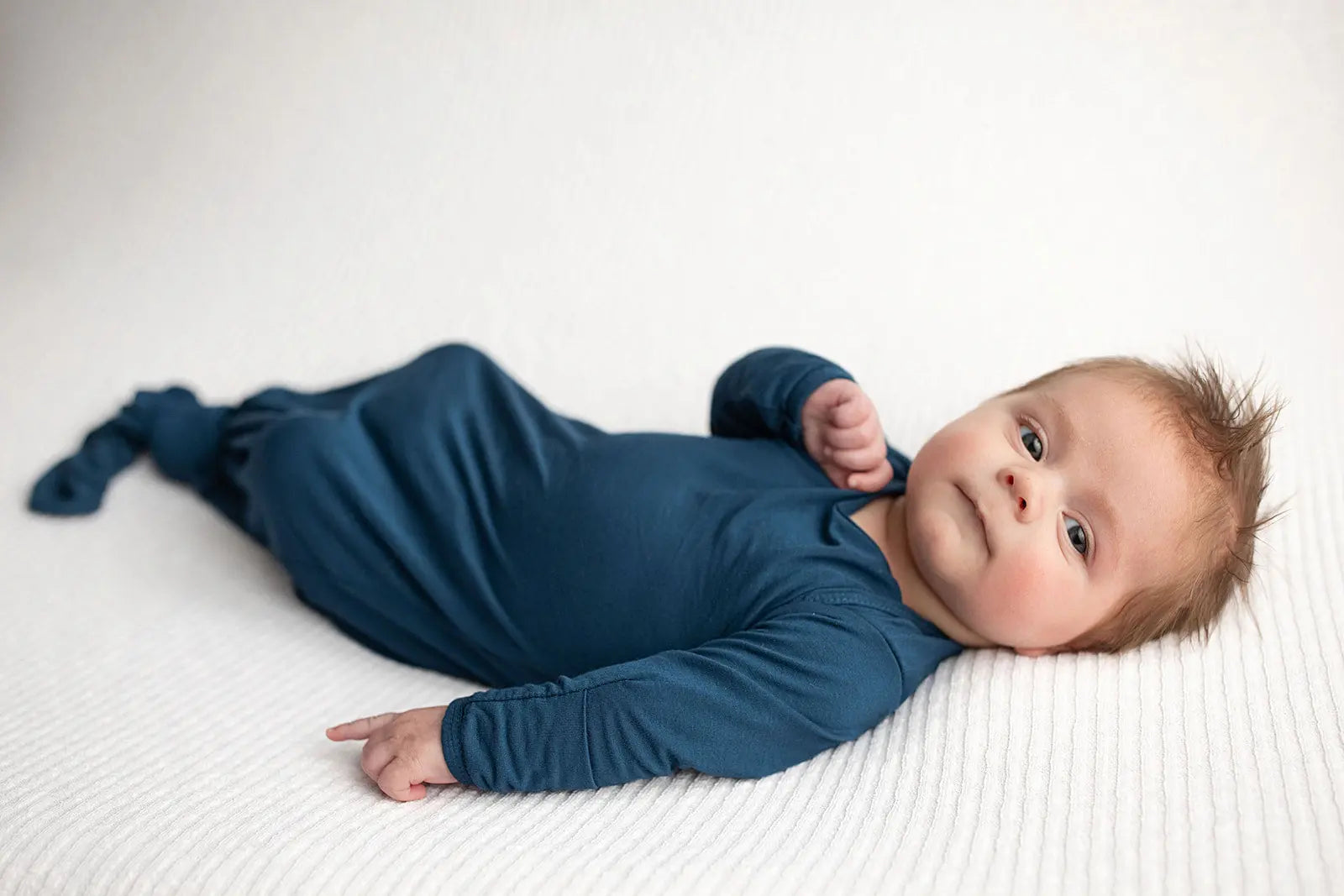 Navy Blue Knotted Newborn Baby Gown Three Little Tots