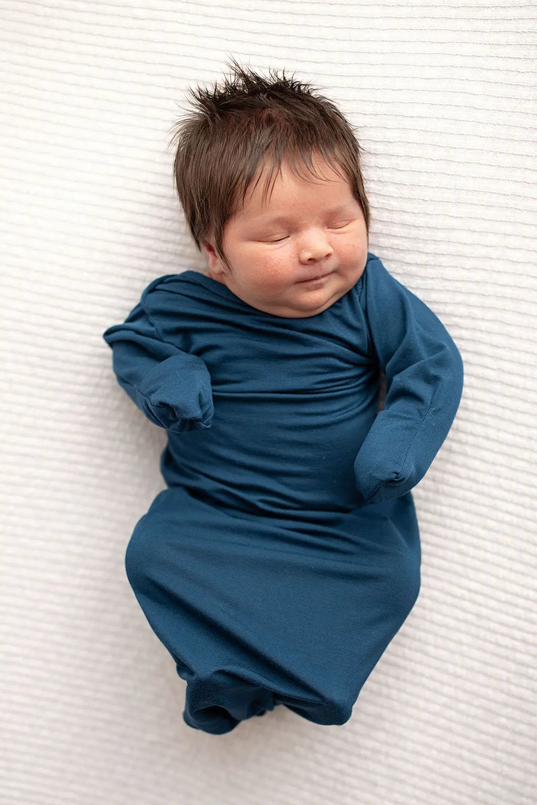 Navy Blue Knotted Newborn Baby Gown Three Little Tots
