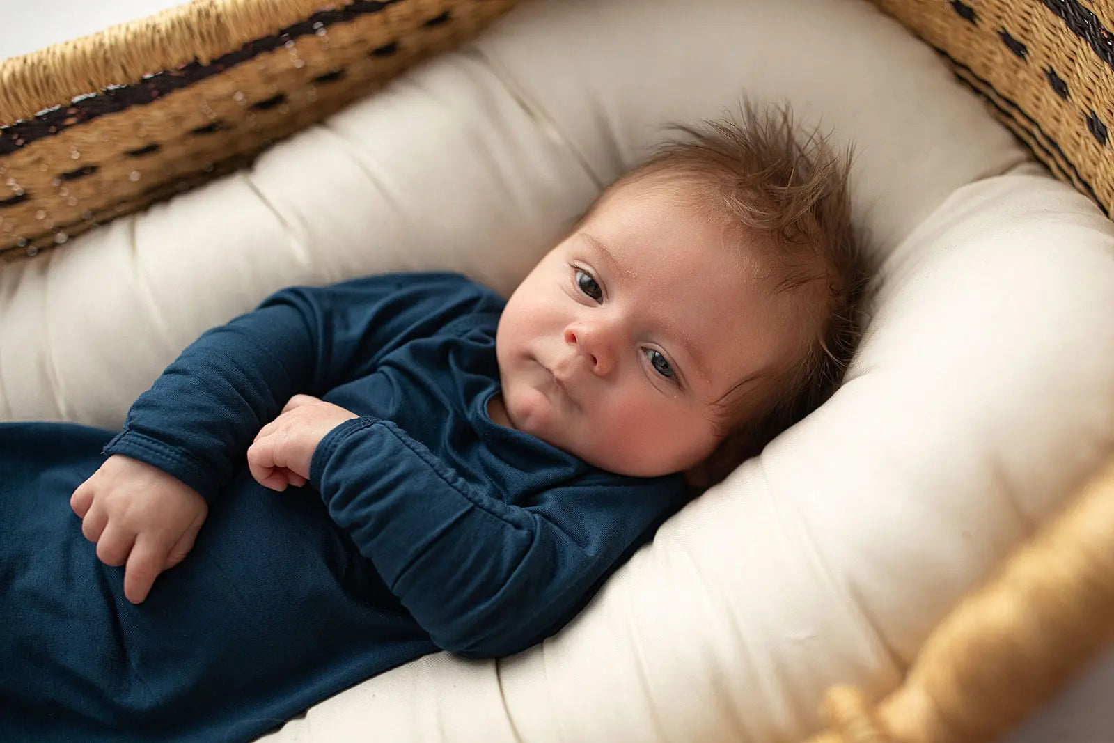 Navy Blue Knotted Newborn Baby Gown Three Little Tots