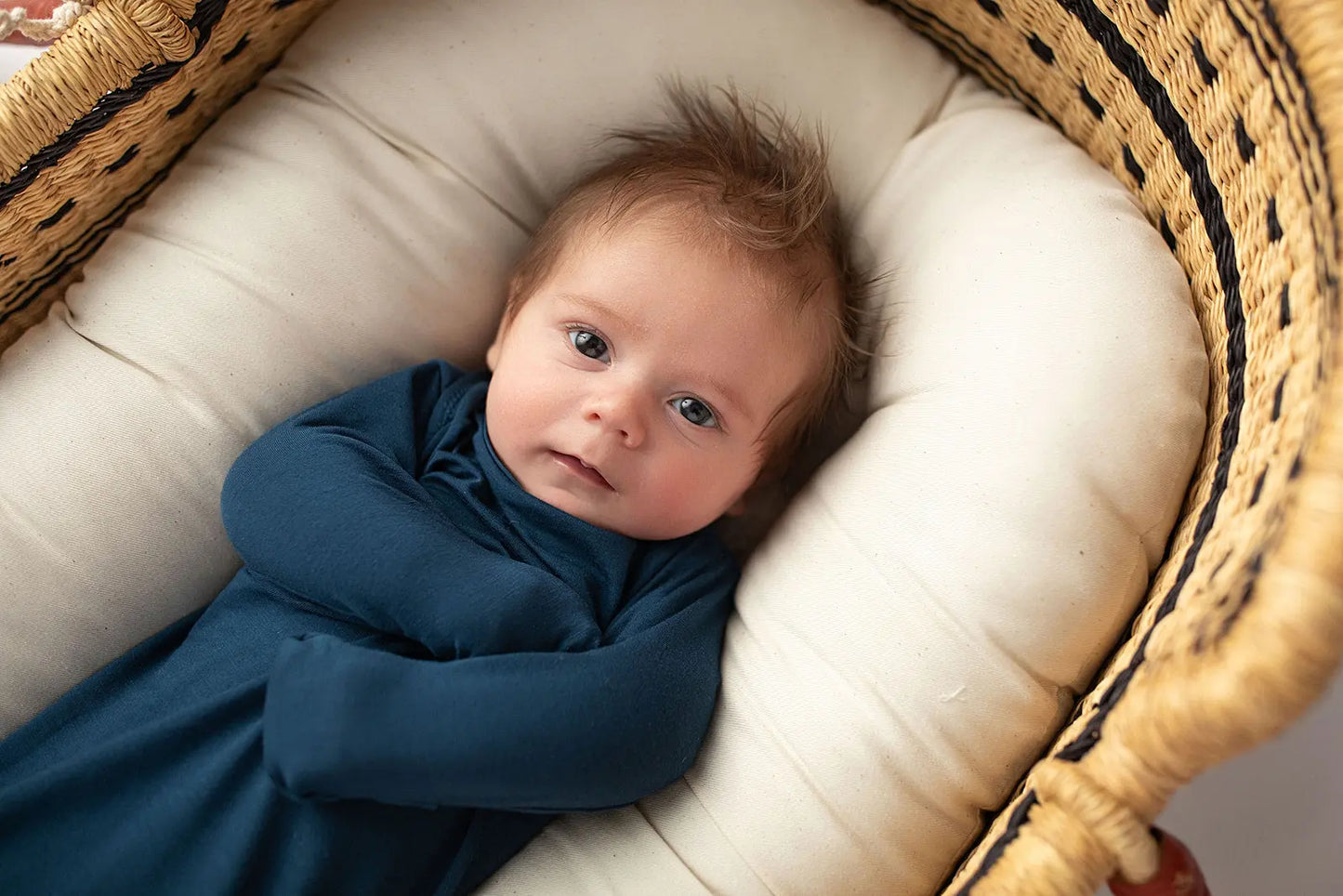 Navy Blue Knotted Newborn Baby Gown Three Little Tots