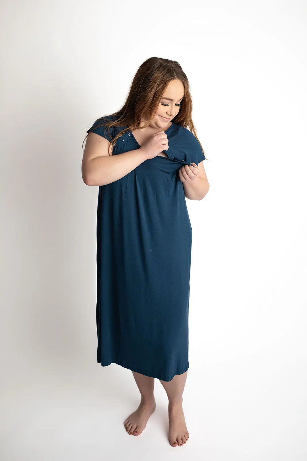 Navy Blue Mommy Labor and Delivery Nursing Hospital Gown Three Little Tots