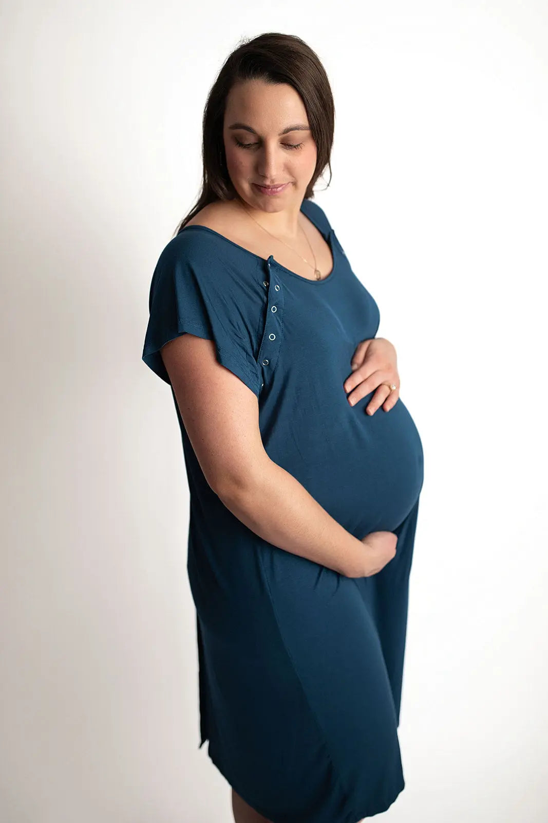 Navy Blue Mommy Labor and Delivery Nursing Hospital Gown Three Little Tots