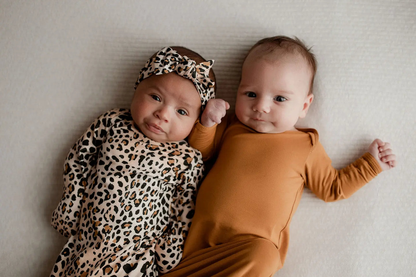 Leopard Knotted Newborn Baby Gown Three Little Tots