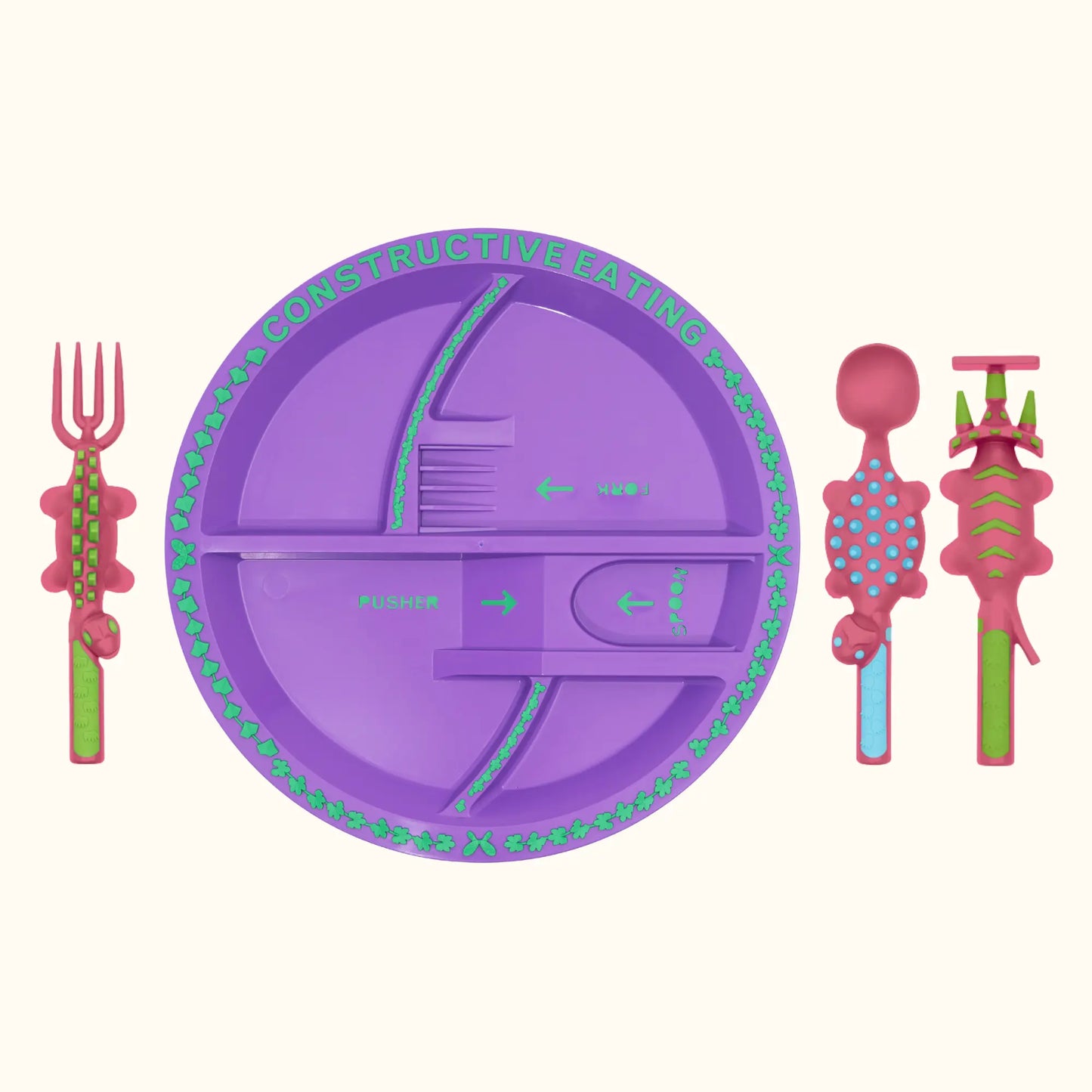 Combinación de utensilios y plato