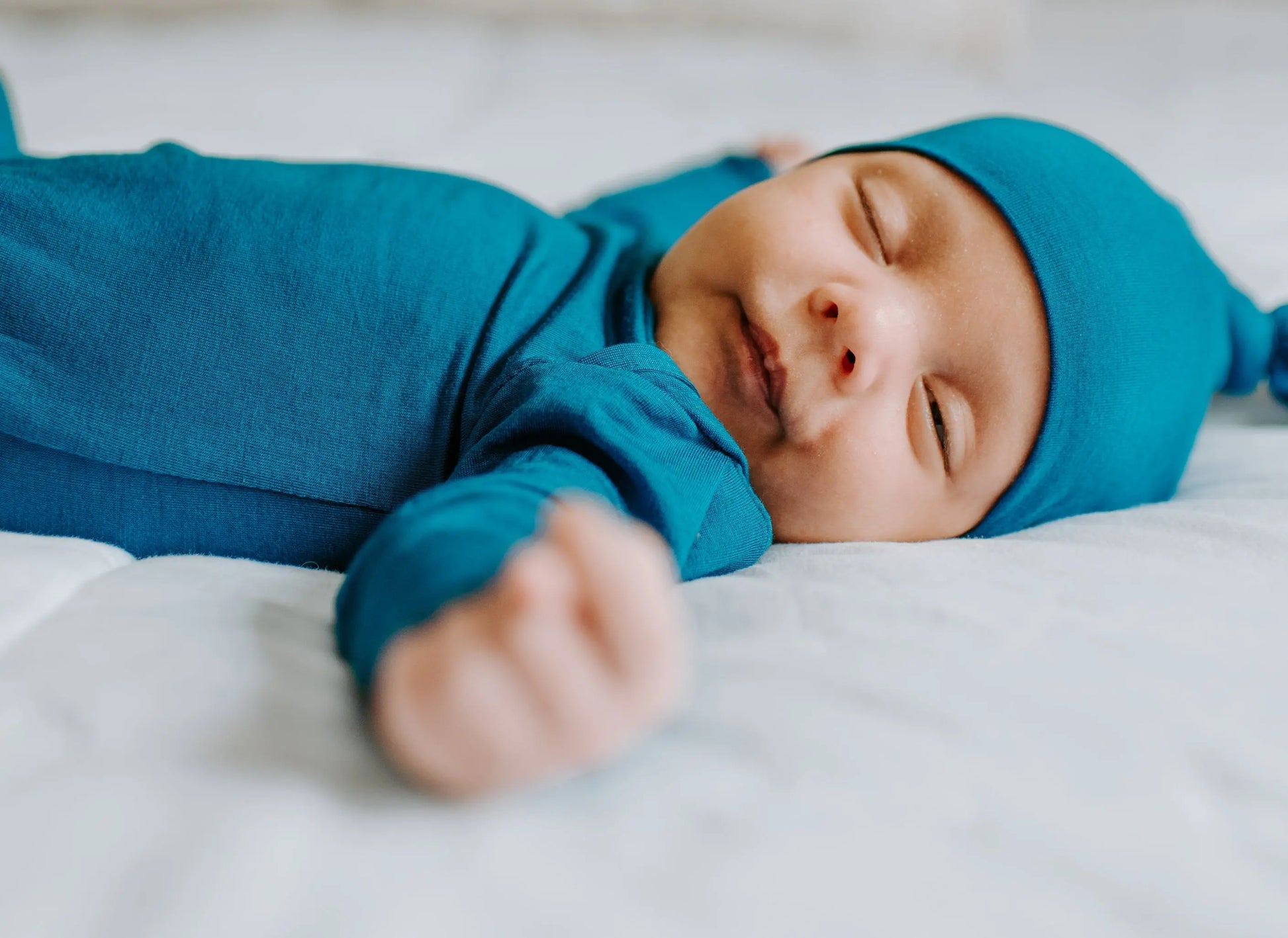 Blue Knotted Newborn Baby Gown Three Little Tots