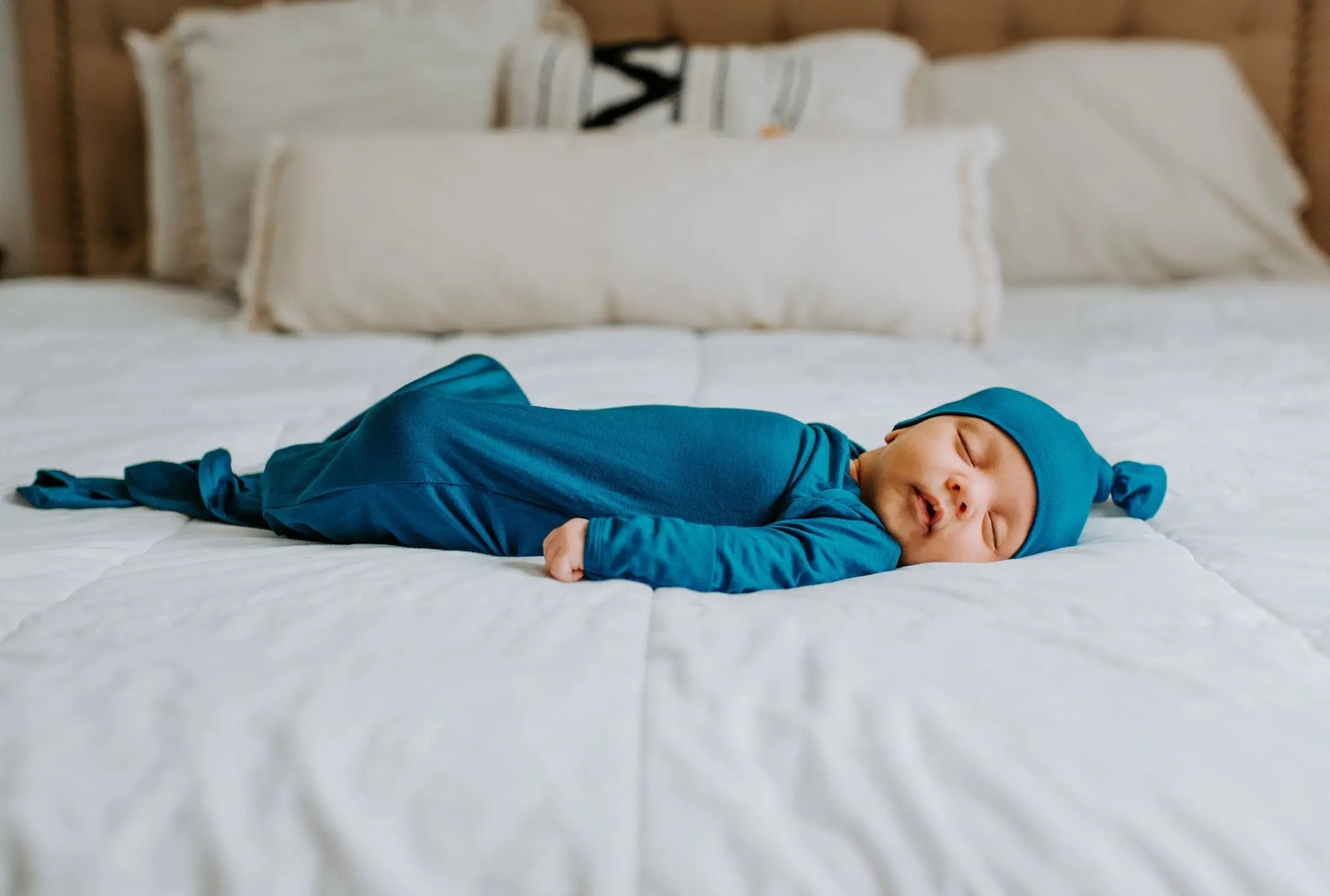 Blue Knotted Newborn Baby Gown Three Little Tots