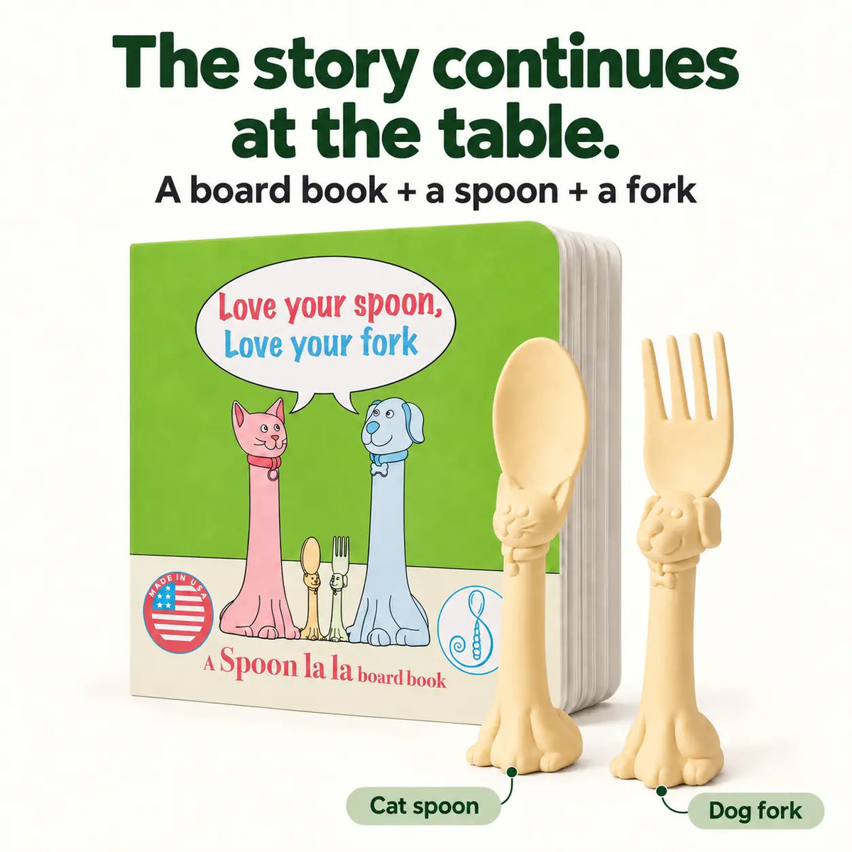Spoon la la Utensils + Board Book